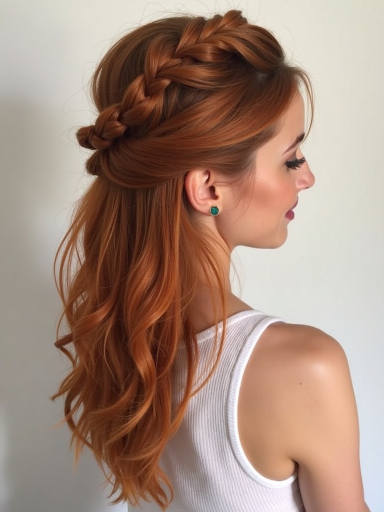 Captivating Copper Hair Color Ideas: The Copper Crown Braid