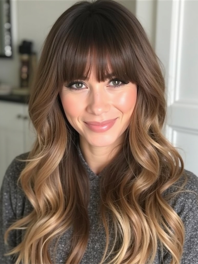Long Haircut Ideas: Long Hair with Curtain Bangs