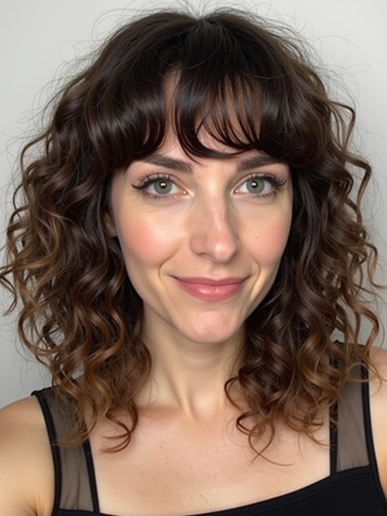 Face Framing Curtain Bangs for Curly Hair