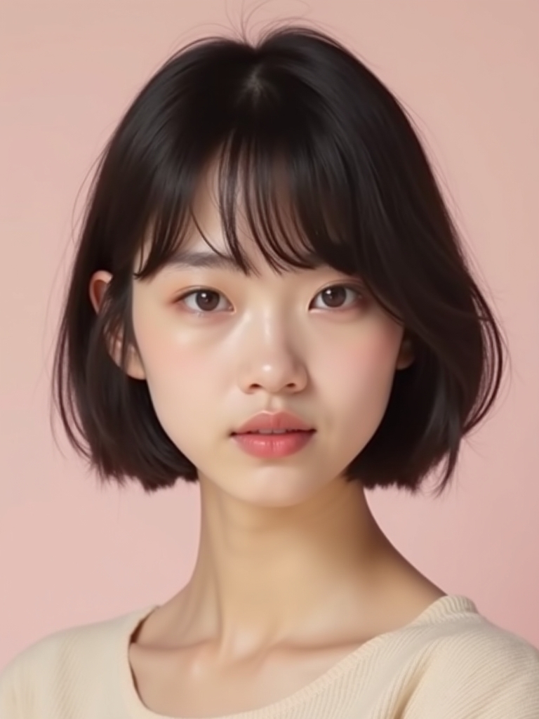 Collarbone Length Hair: Blunt Cut with Baby Bangs