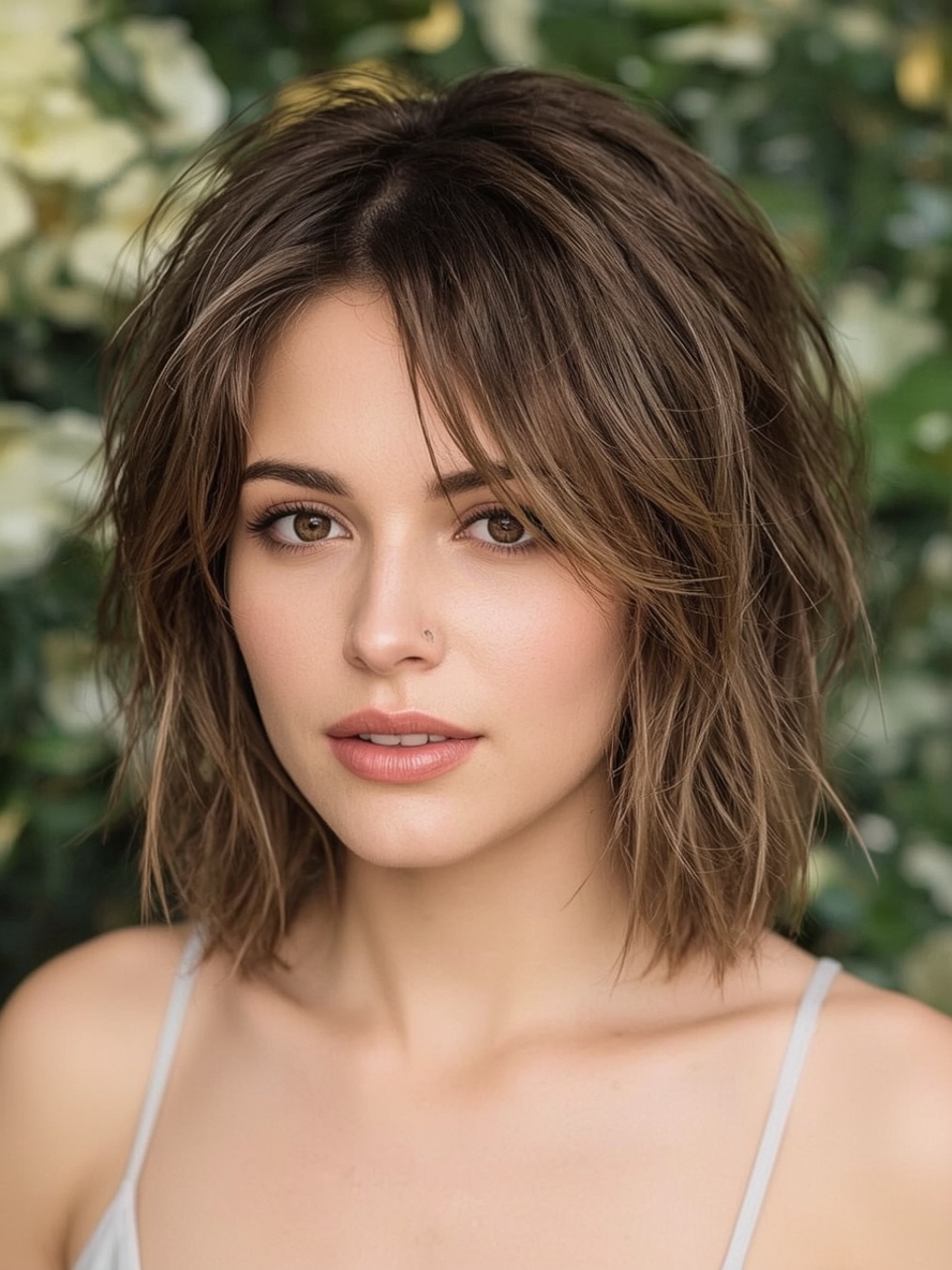 Short Messy Haircuts For Women: Angled Bob with Subtle Layers