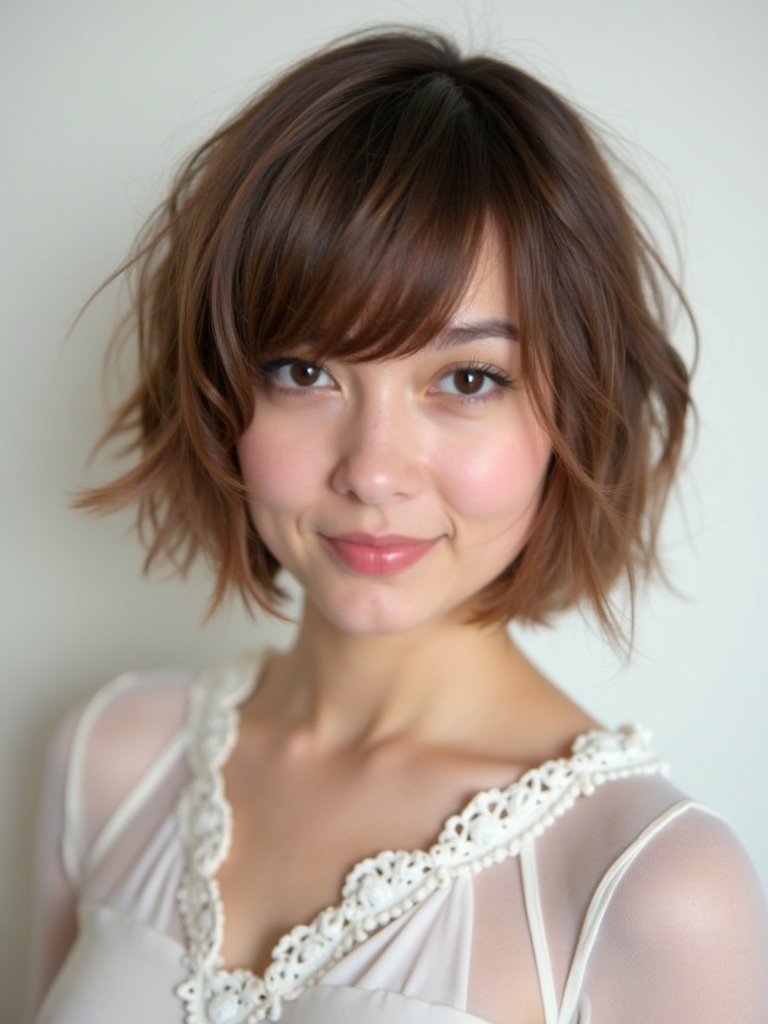 Side-Swept Bangs with a Bob for Short Haircuts For Thin Fine Hair