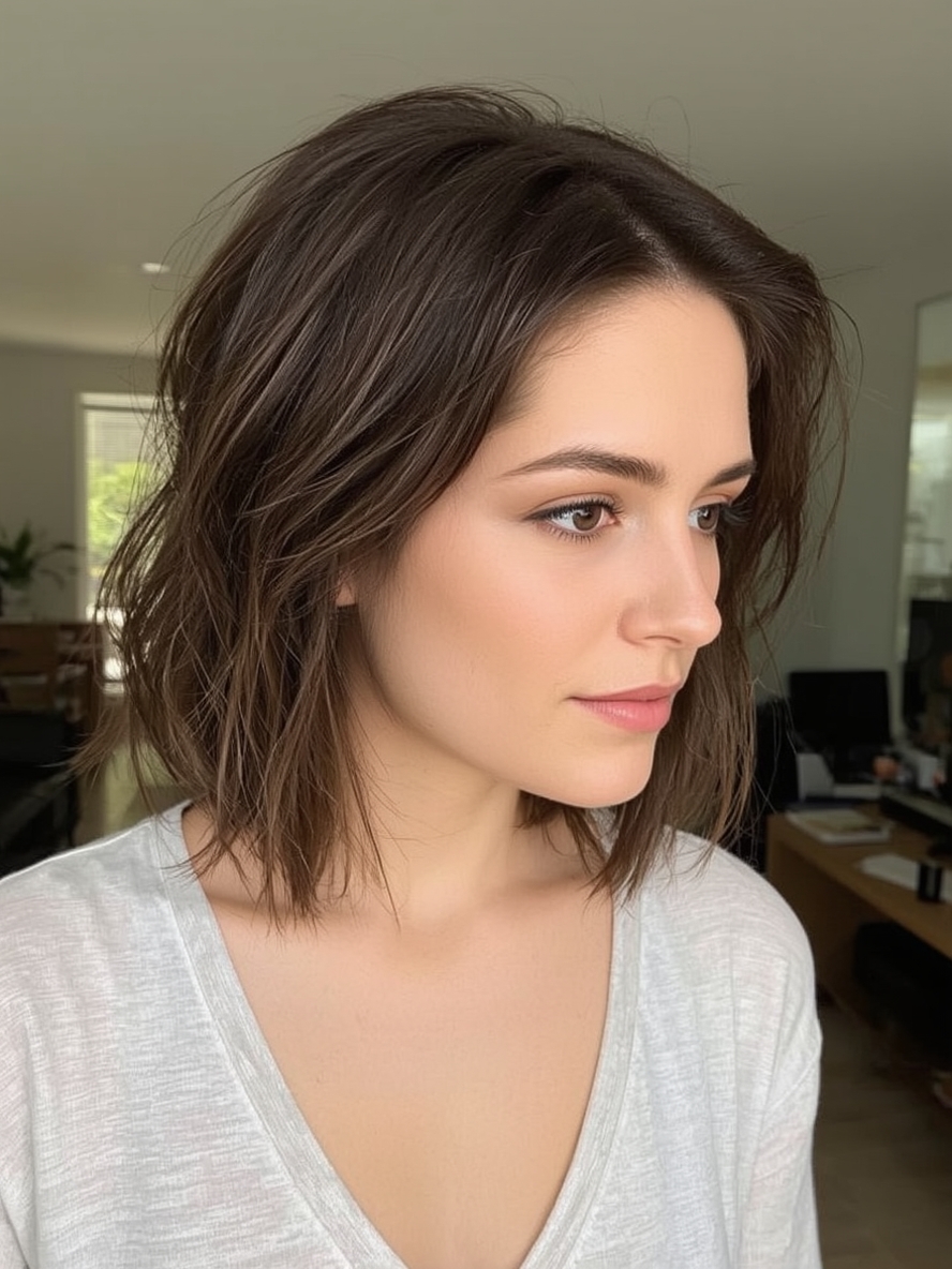 Angled Bob Haircut with a Deep Side Part