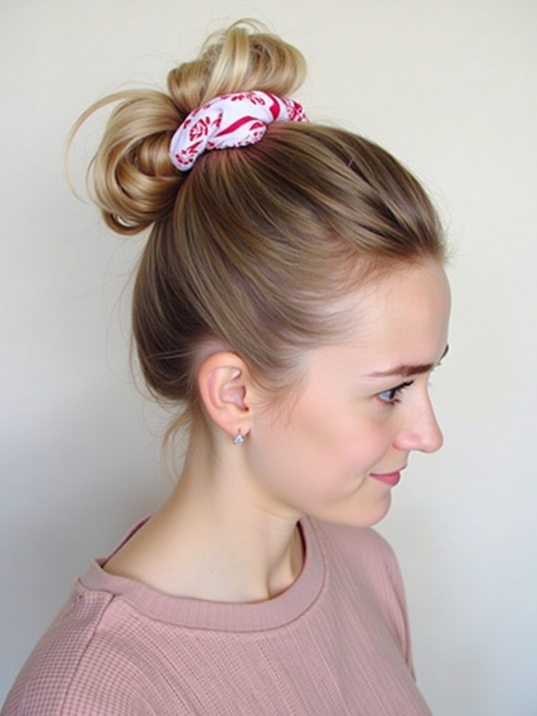 Cute Easy Hairstyle: Bandana Updo