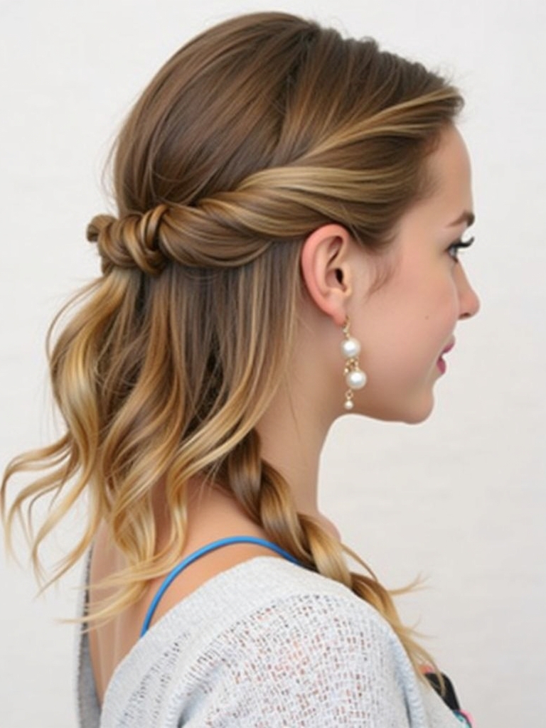 Easy Hairstyles For School: Twisted Half-Updo