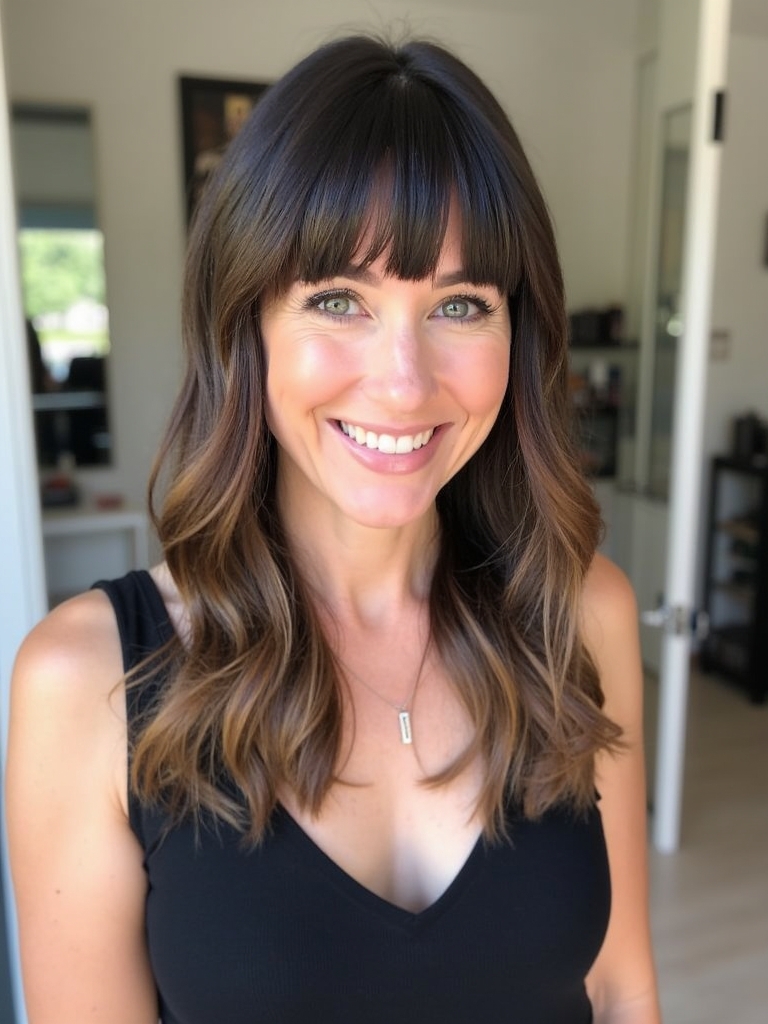 Face Framing Curtain Bangs with Face Framing Layers