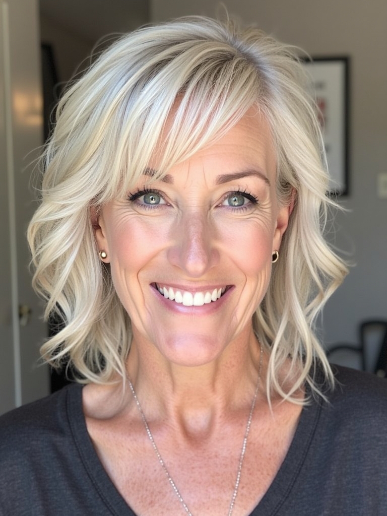Hairstyles For Thin Fine Hair Over 60: Softly Layered Shoulder-Length Cut