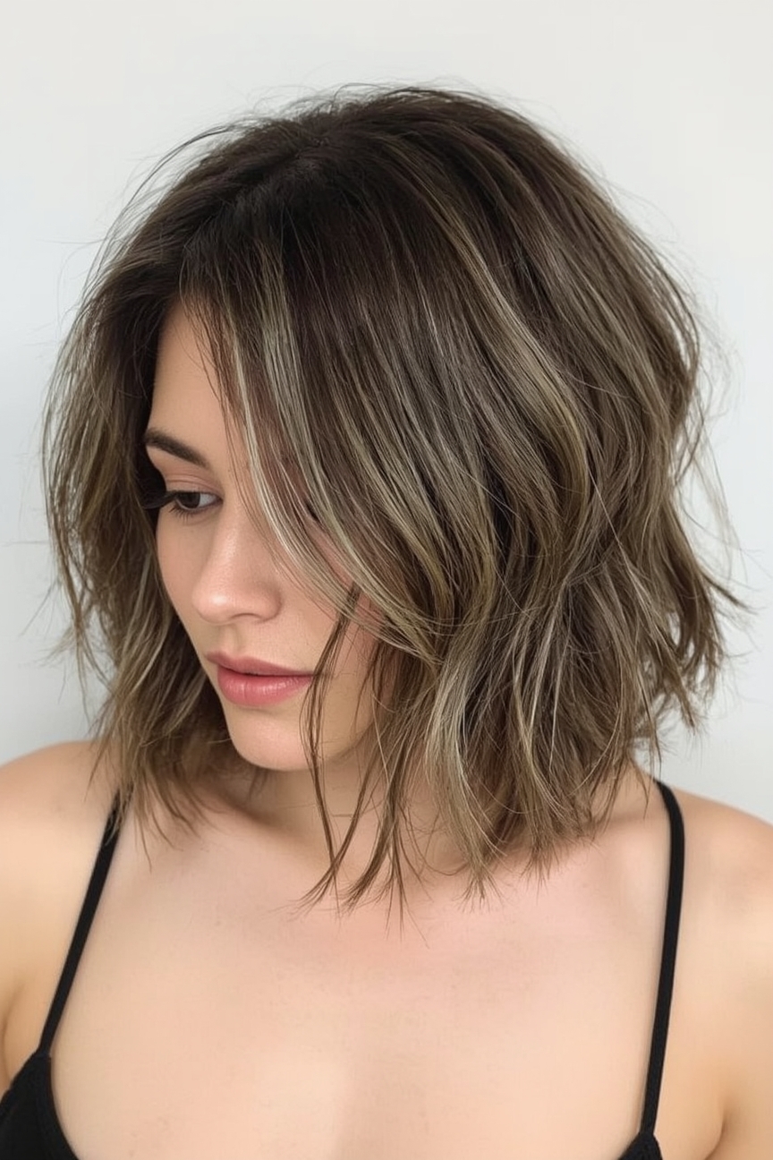 Angled Bob Haircut with a Middle Part