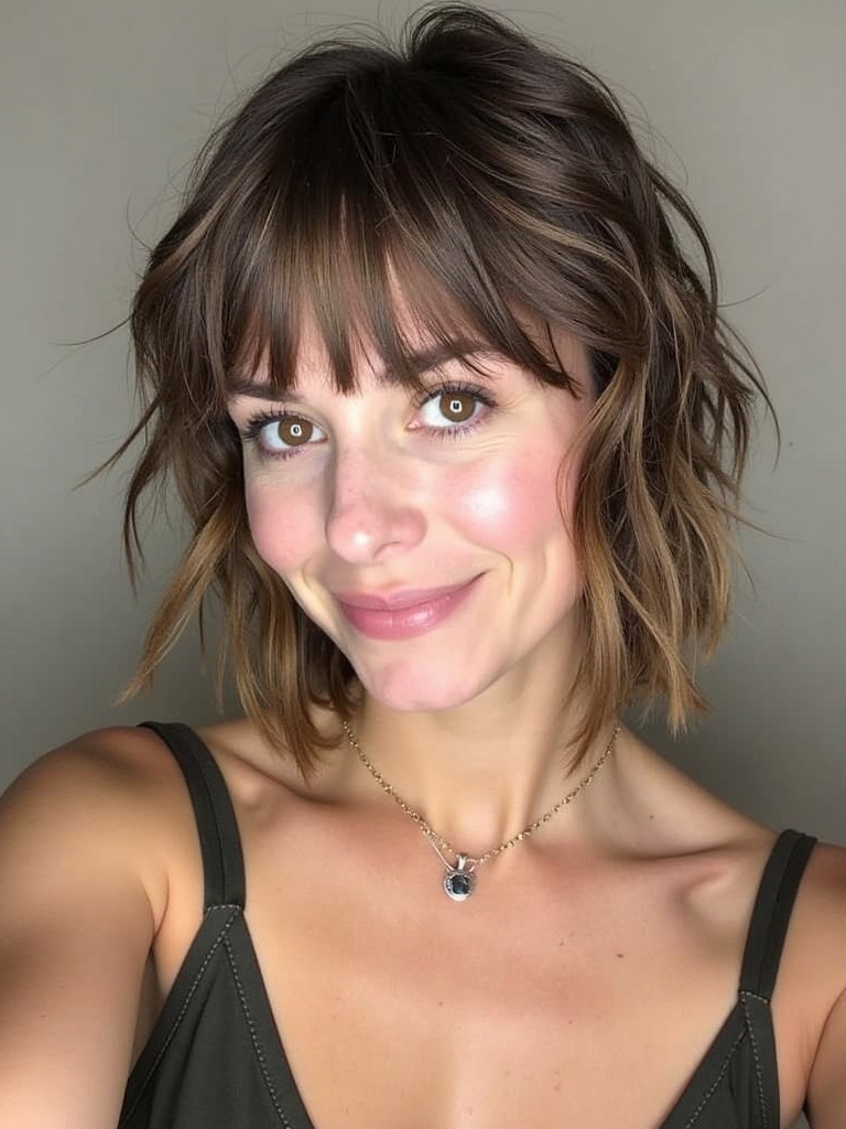 Textured Face Framing Curtain Bangs