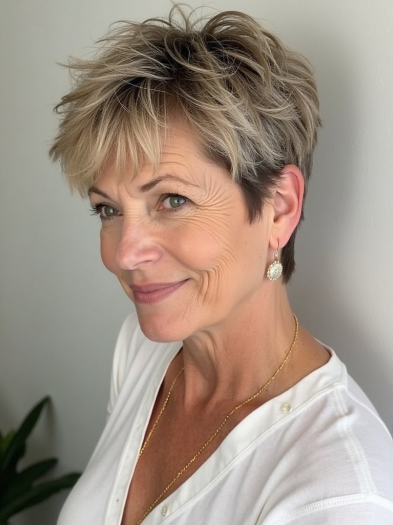 Hairstyles For Thin Hair Fine Over 50: Messy Pixie