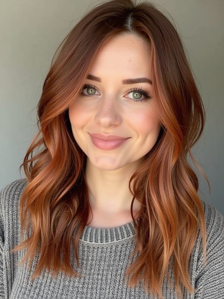 Copper Chocolate Money Piece: 39 Copper Hair Color Ideas