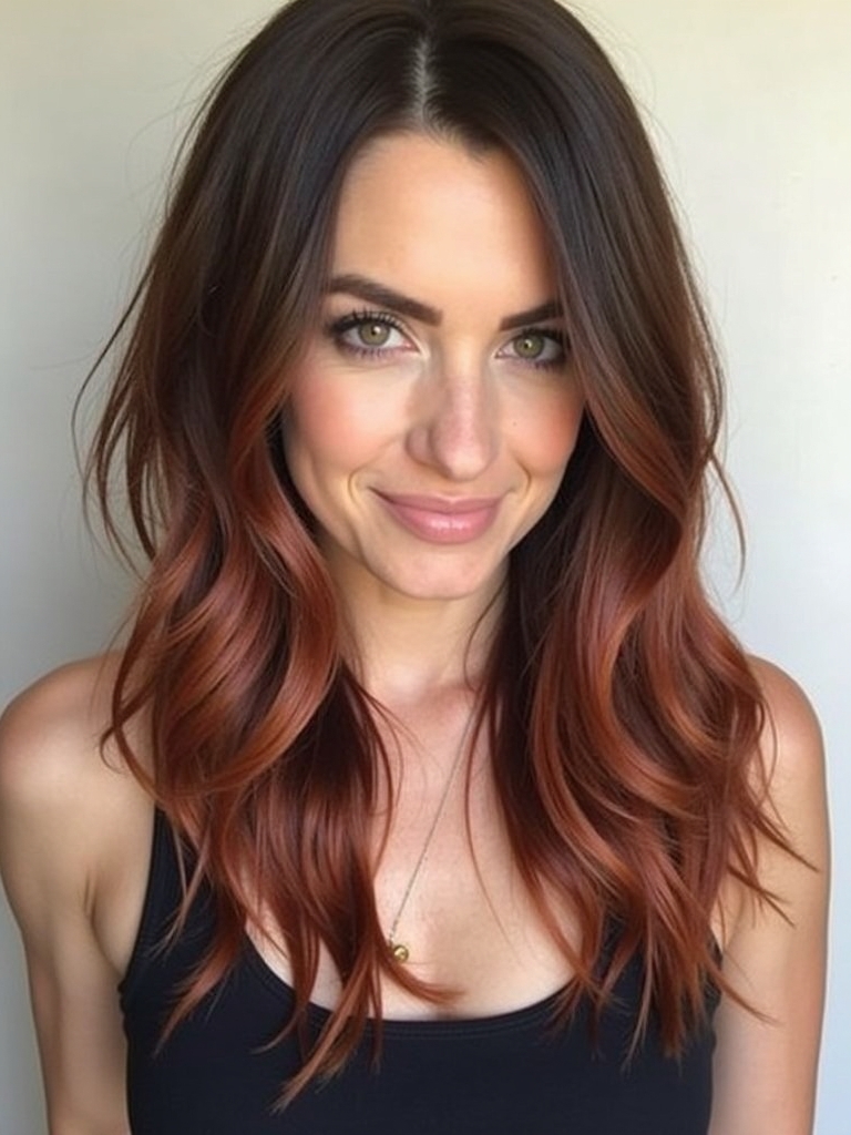 Captivating Copper Hair Color Ideas: Copper Accents with Dark Brown