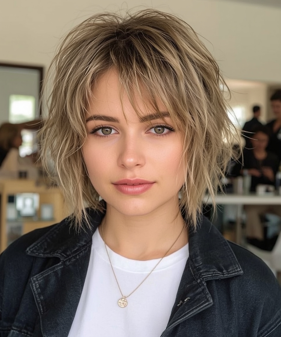 Short Messy Haircuts For Women: Tousled Pixie with Long Bangs