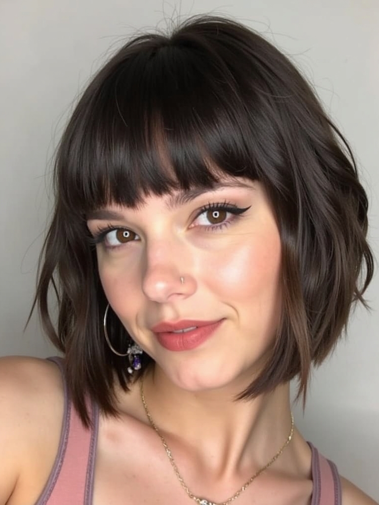 Chin-Length Bob with Bangs for Short Haircuts For Thin Fine Hair