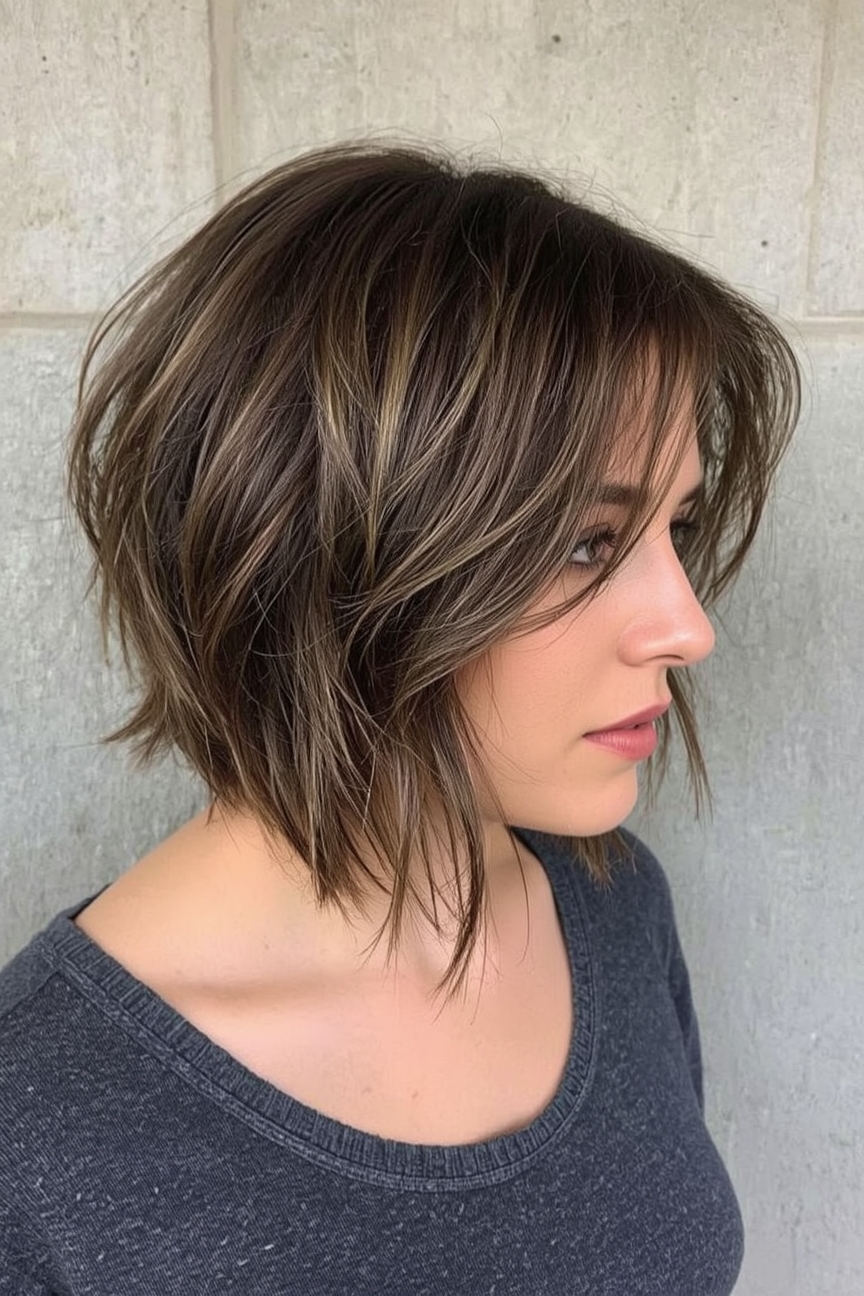 Angled Bob Haircut with Undercut