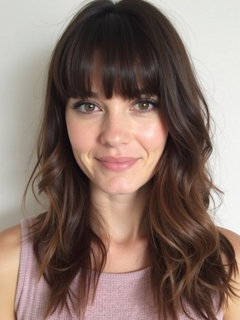 Asymmetrical Face Framing Curtain Bangs