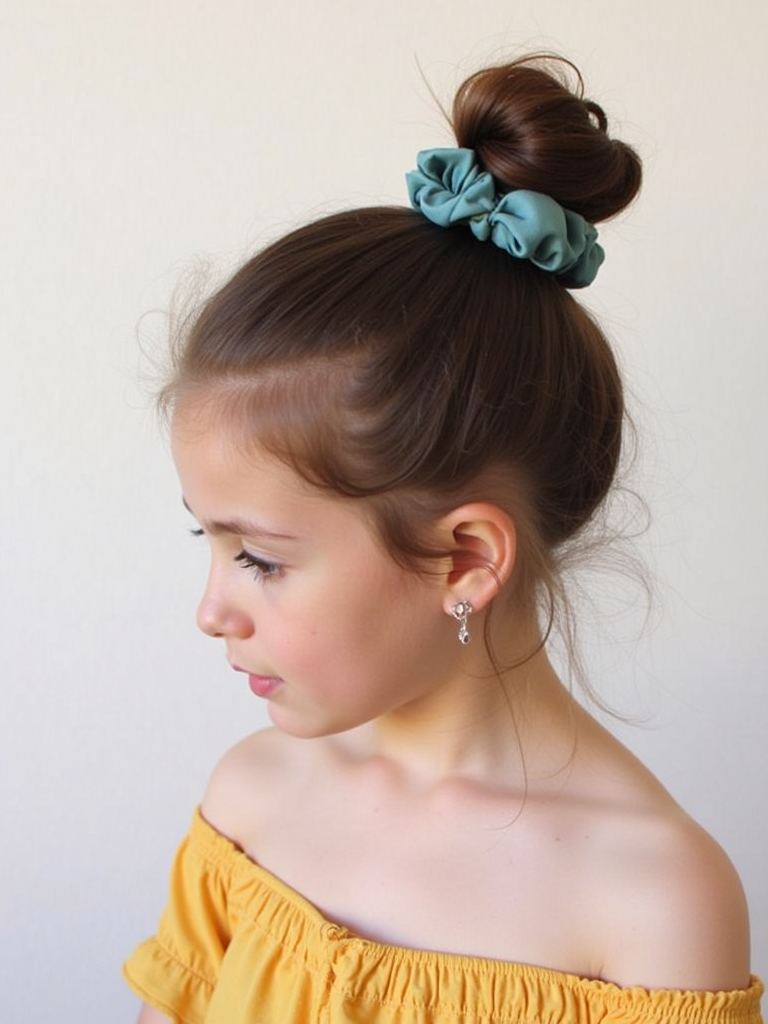 Easy Hairstyles For School: High Bun with Scrunchie