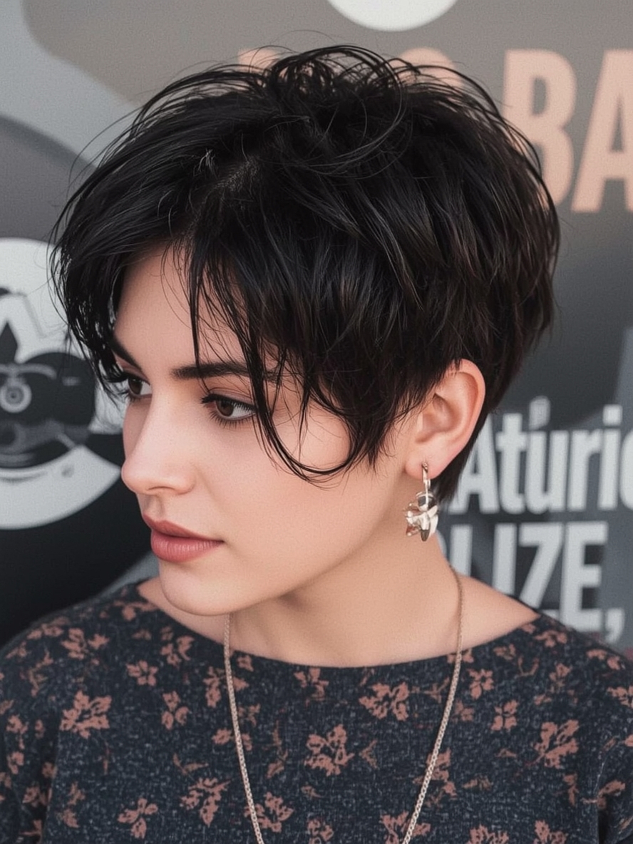 Short Messy Haircuts For Women: Textured Pompadour Pixie