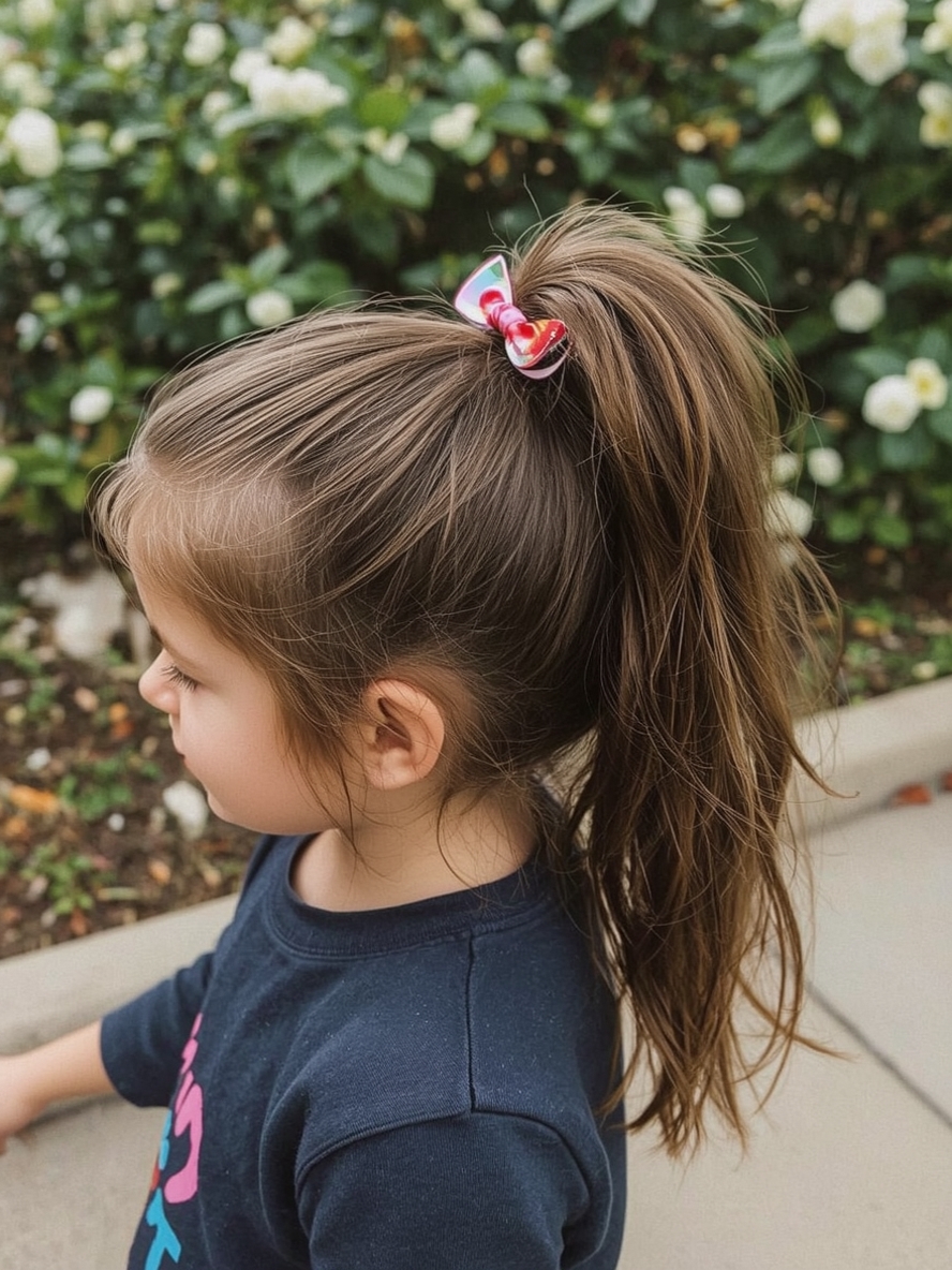 Hair Styles Kids: High Ponytail with Bow