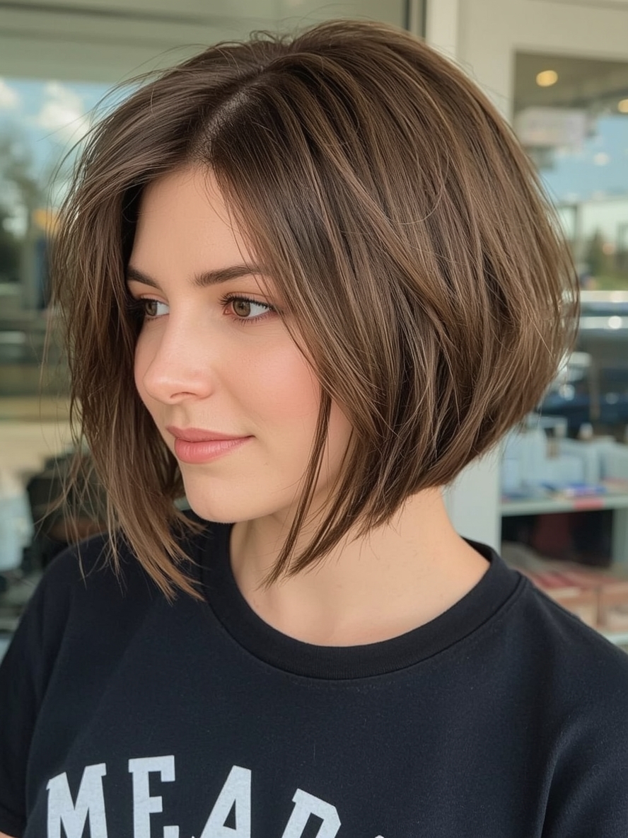 Angled Bob Haircut for Oval Faces