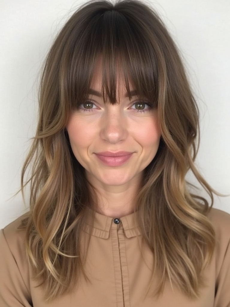 Face Framing Curtain Bangs for a Square Face