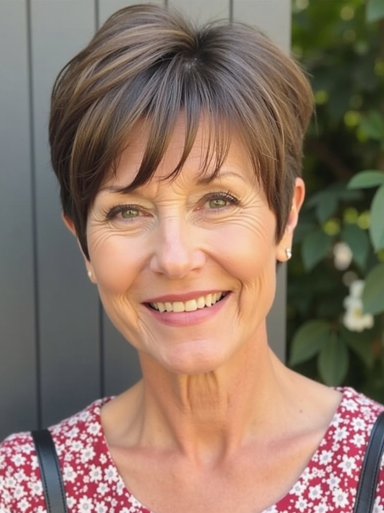 Hairstyles For Thin Hair Fine Over 50: Pixie with Long Bangs