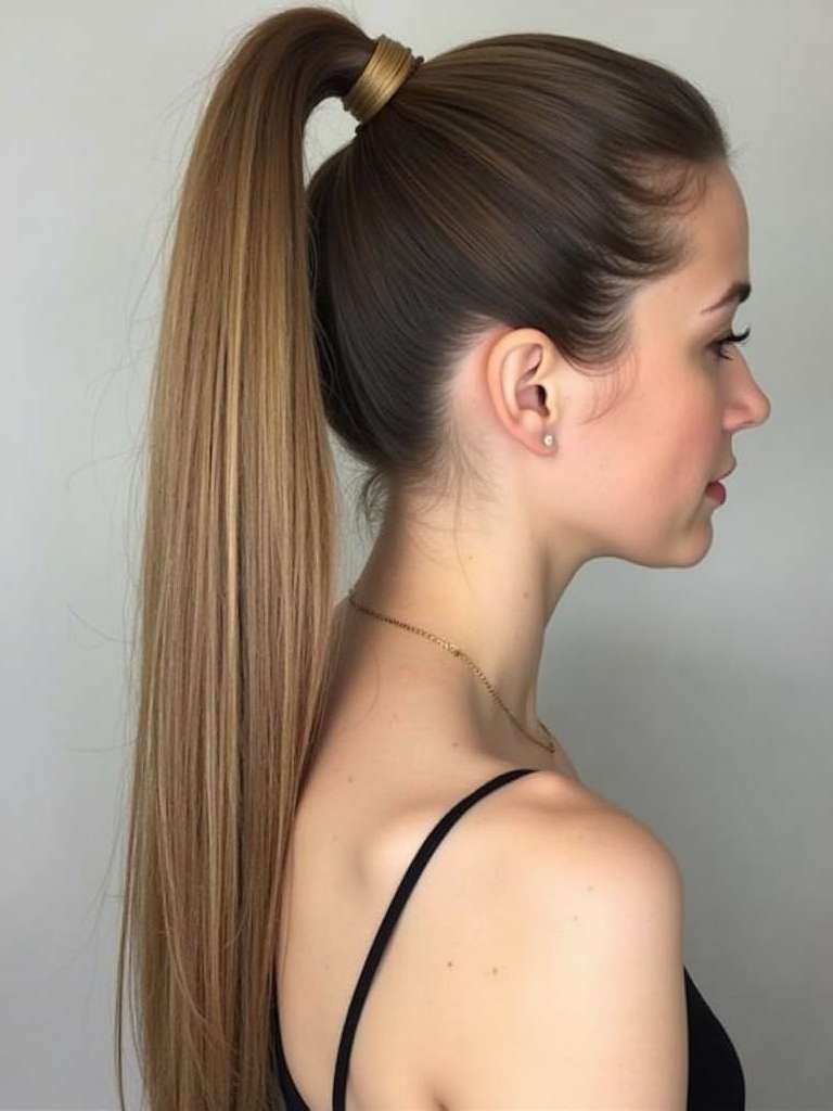 Long Haircut Ideas: Sleek High Ponytail