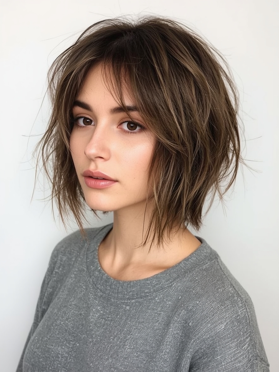 Short Messy Haircuts For Women: Choppy Bob with Razored Ends