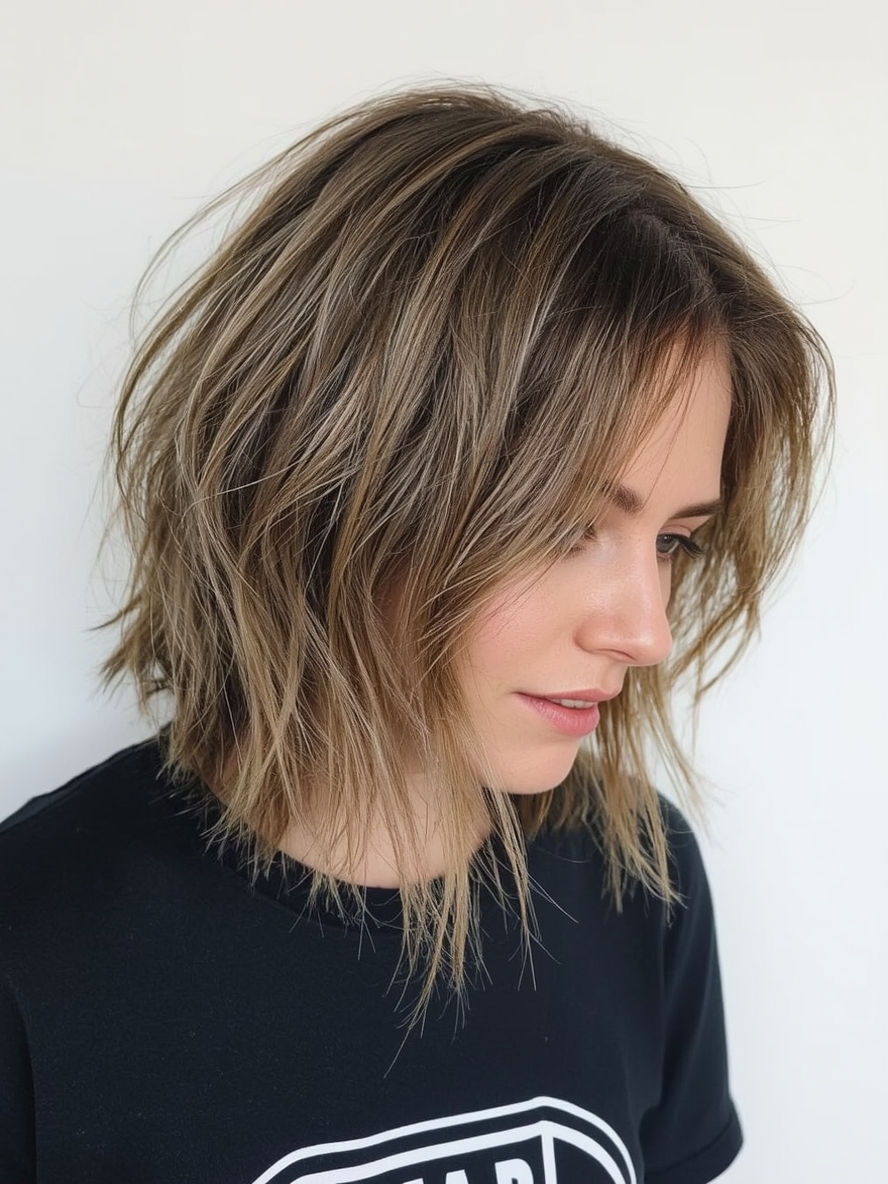 Angled Bob Haircut with Hidden Braids