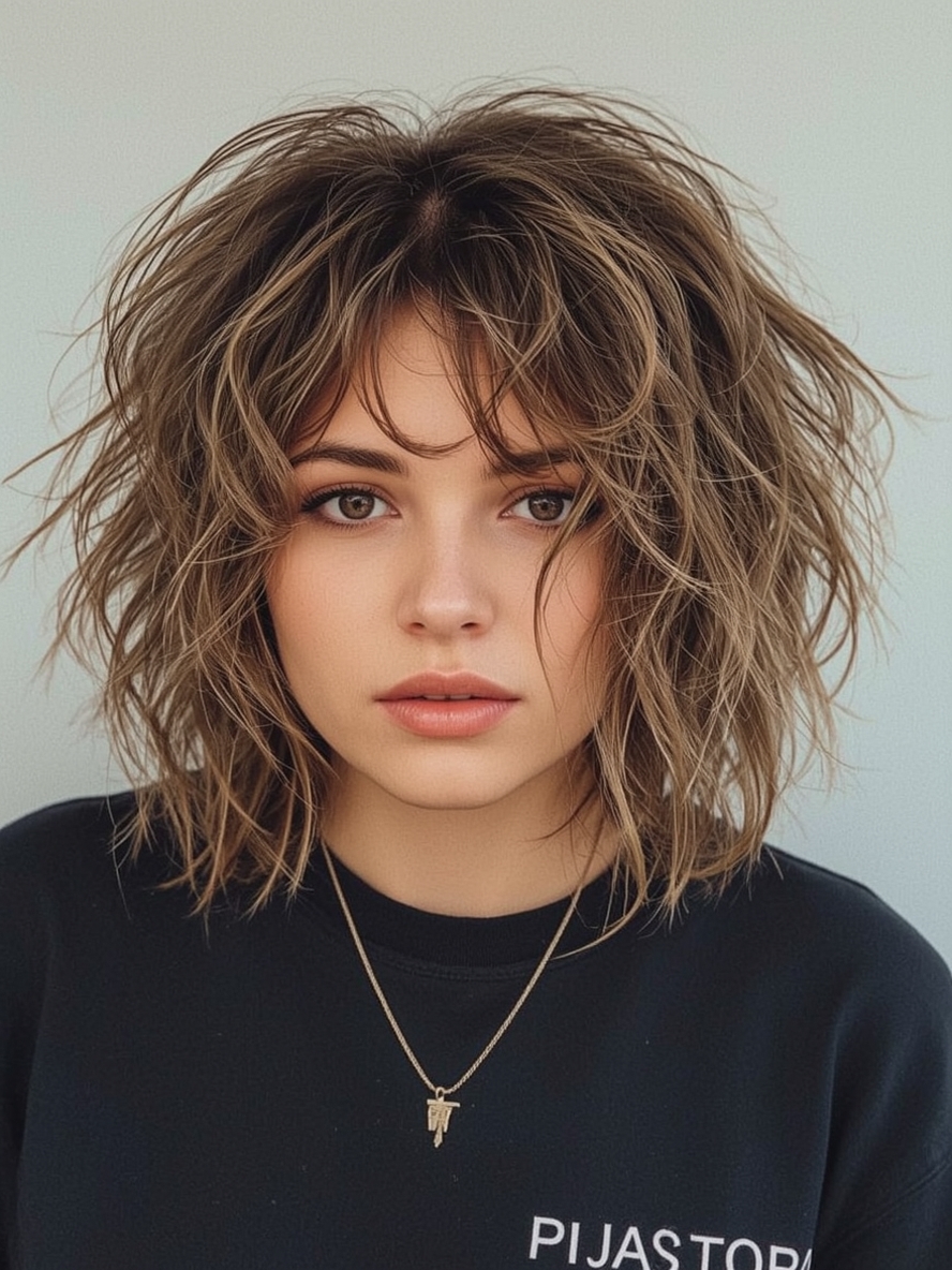 Short Messy Haircuts For Women: Sleek Roots with Messy Ends
