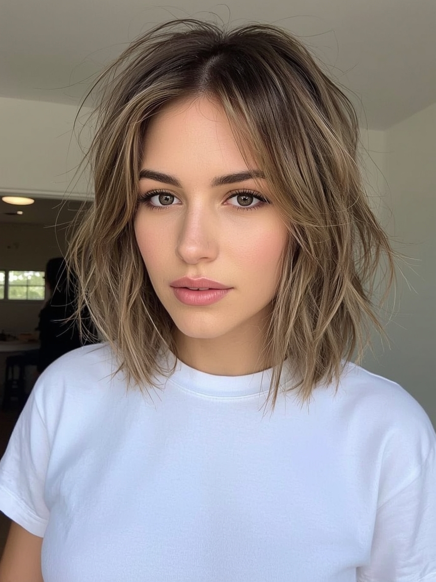Angled Bob Haircut for Thin Faces
