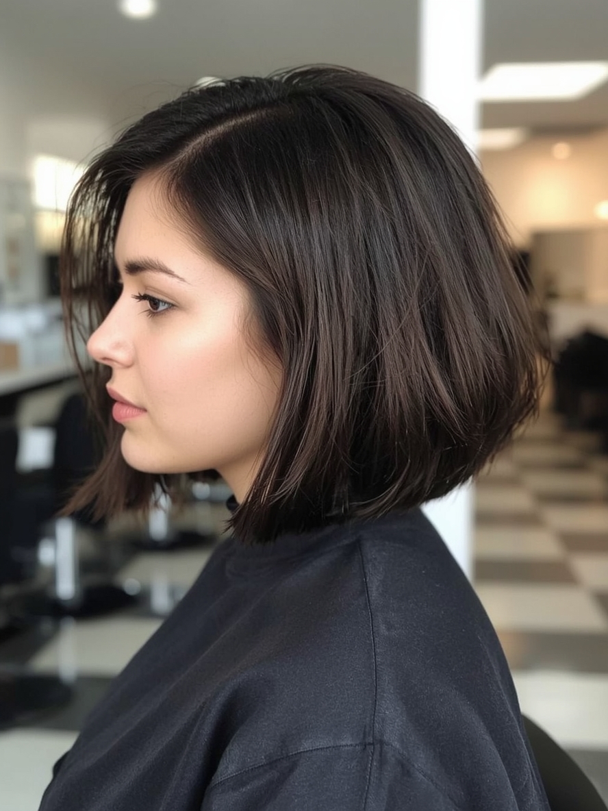 Angled Bob Haircut with Space Buns