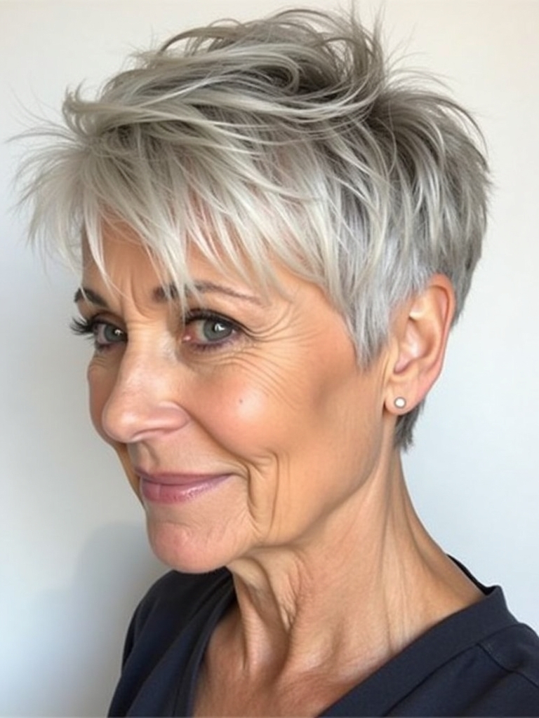 Hairstyles For Thin Fine Hair Over 60: Pixie with Feathered Layers