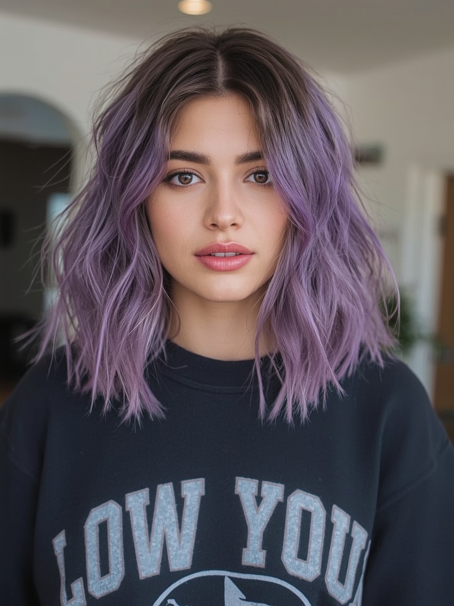 Angled Bob Haircut with Bold Colors