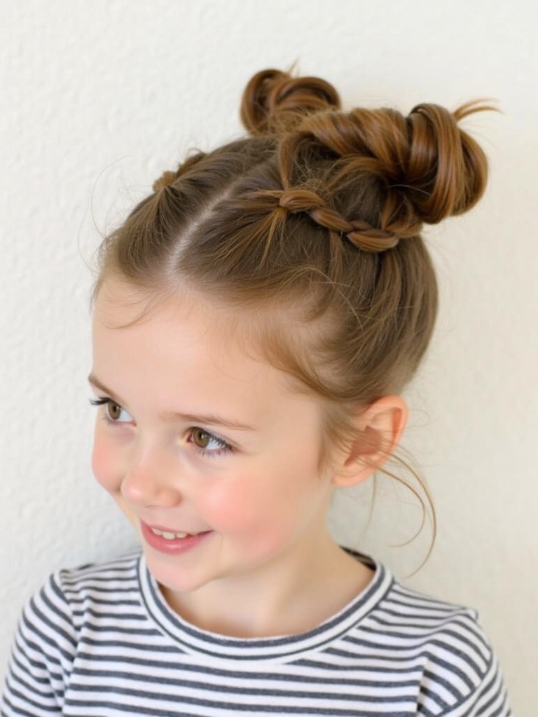 Easy Hairstyles For School: Braided Space Buns