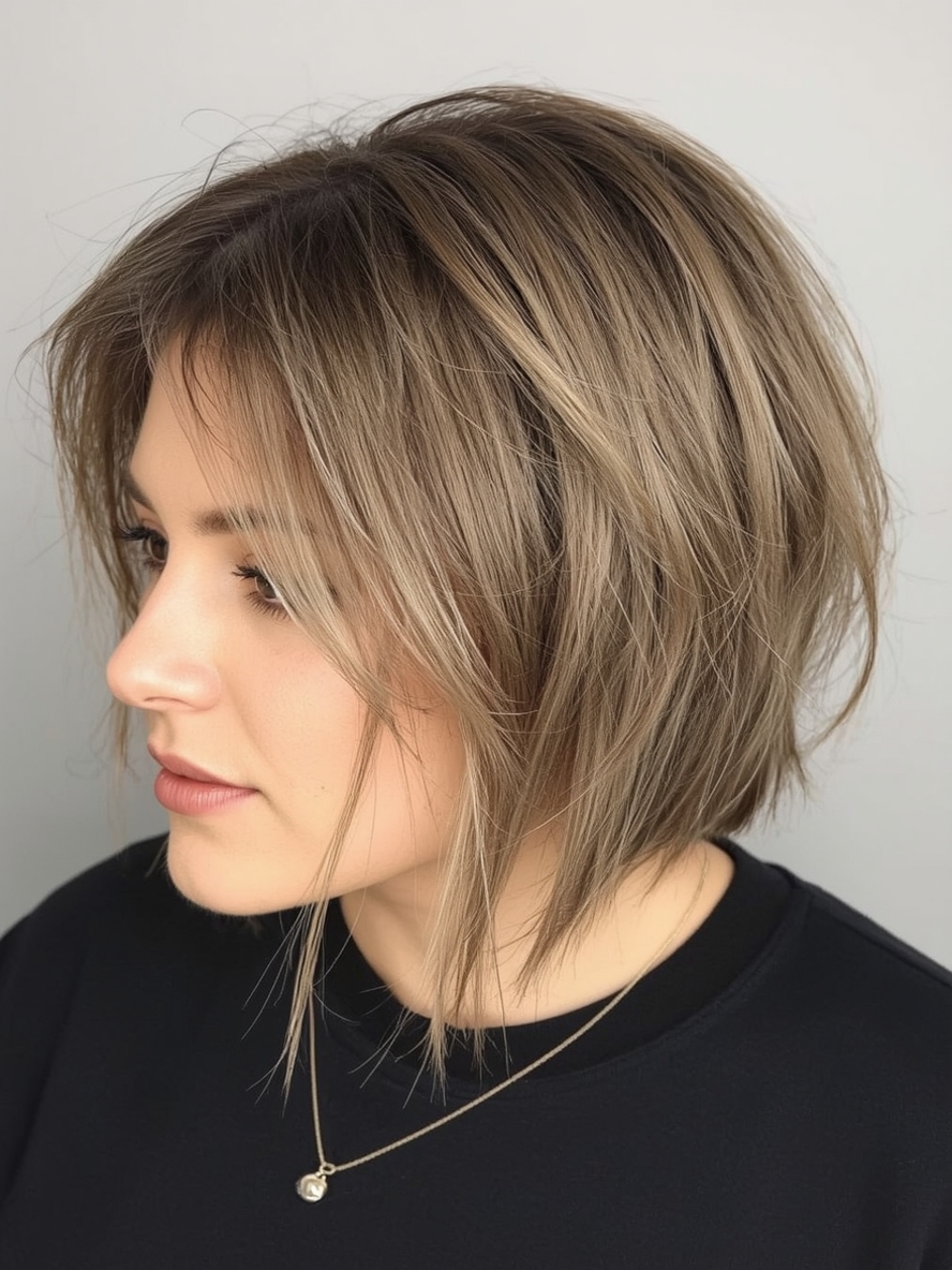 Angled Bob Haircut with Diamond Face Shape