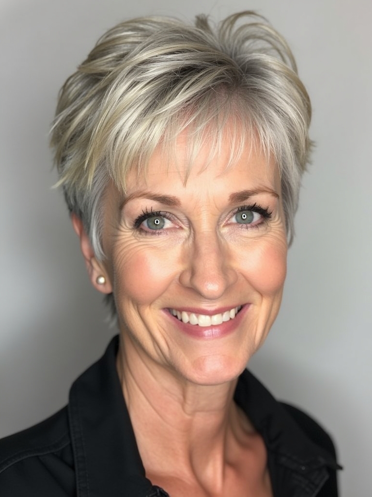 Hairstyles For Thin Hair Fine Over 50: Edgy Layered Pixie