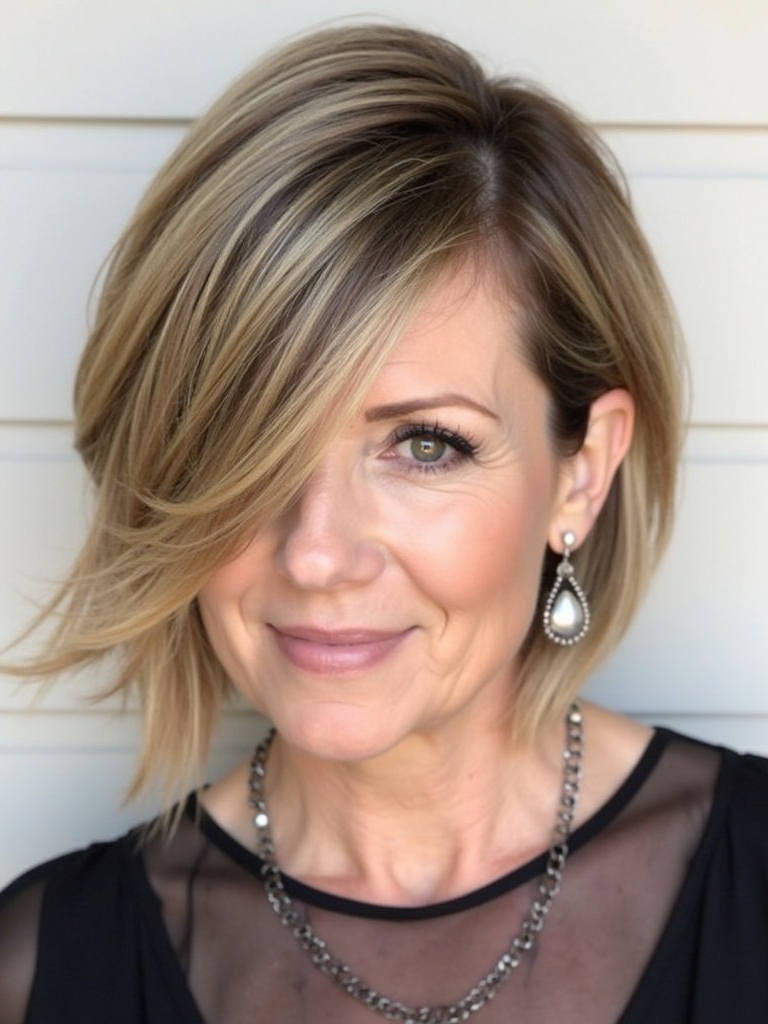 Hairstyles For Thin Hair Fine Over 50: Angled Bob