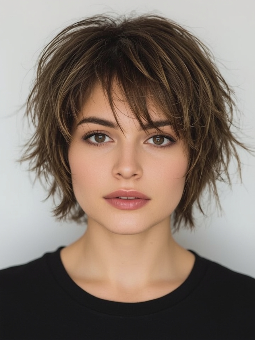 Short Messy Haircuts For Women: Shaggy Layers with Highlights