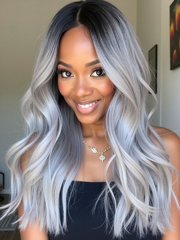 Silver Ombre on Dark Skin
