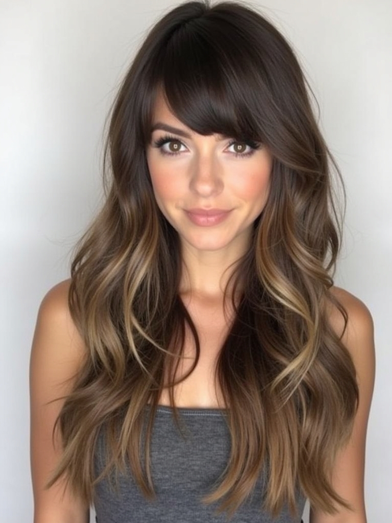 Long Haircut Ideas: Long Layers with Side-Swept Bangs