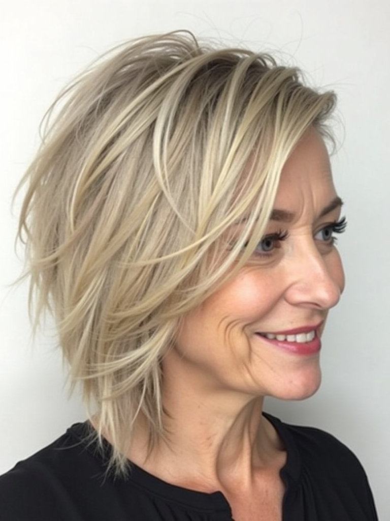 Hairstyles For Thin Fine Hair Over 60: Asymmetrical Bob