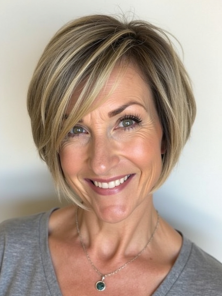 Hairstyles For Thin Hair Fine Over 50: Graduated Bob