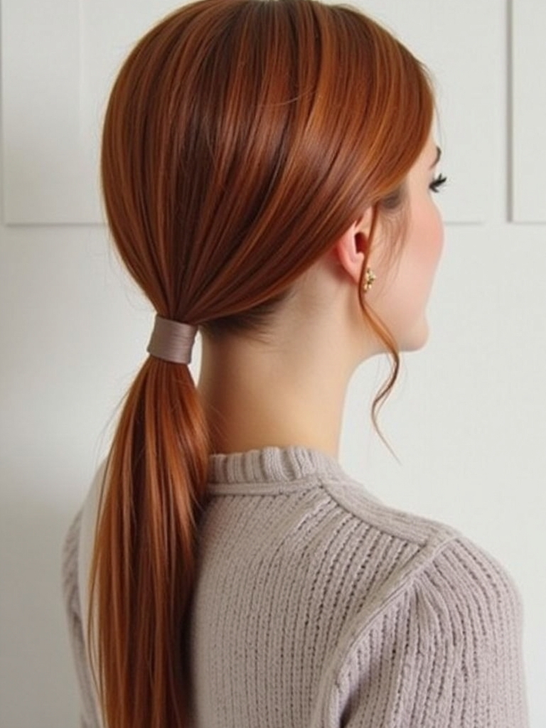 Captivating Copper Hair Color Ideas: Sleek Copper Ponytail