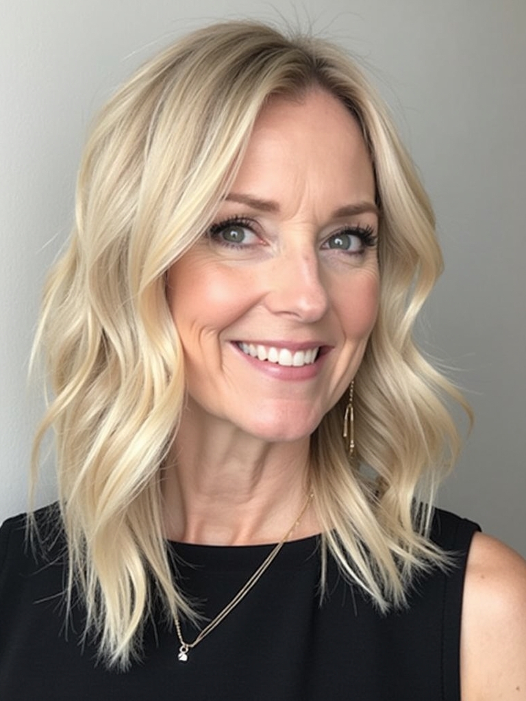Hairstyles For Thin Fine Hair Over 60: Angled Lob (Long Bob)