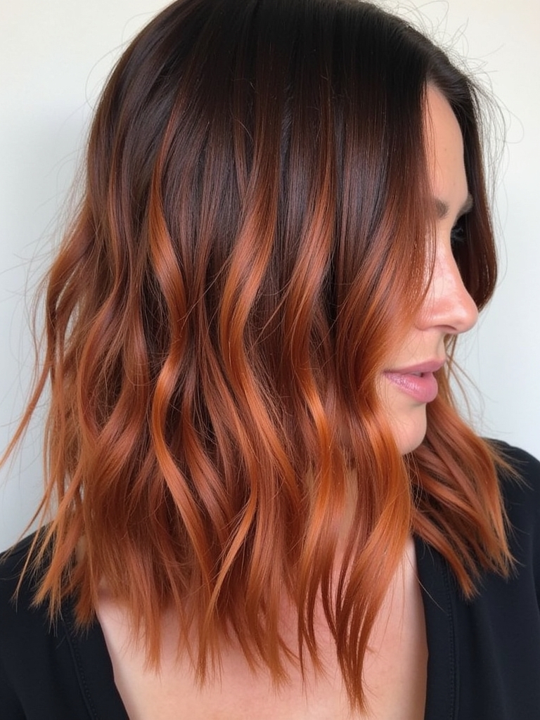 Copper Sunset Streaks: 39 Copper Hair Color Ideas