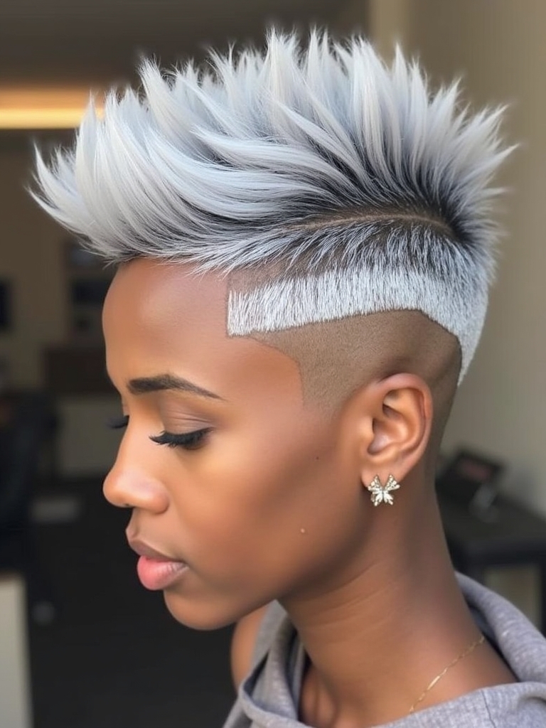 Silver Faux Hawk on Dark Skin