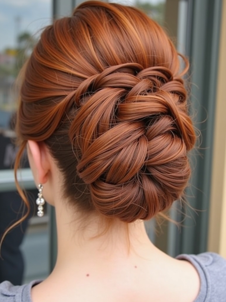 Captivating Copper Hair Color Ideas: The Copper Braided Updo