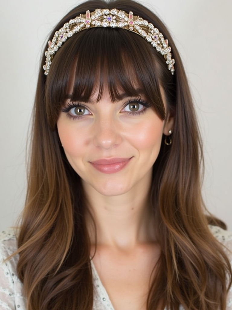 Face Framing Curtain Bangs with a Headband