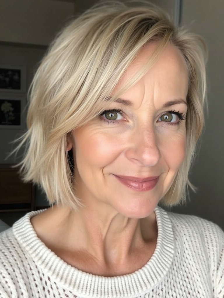 Hairstyles For Thin Hair Fine Over 50: Blunt Bob